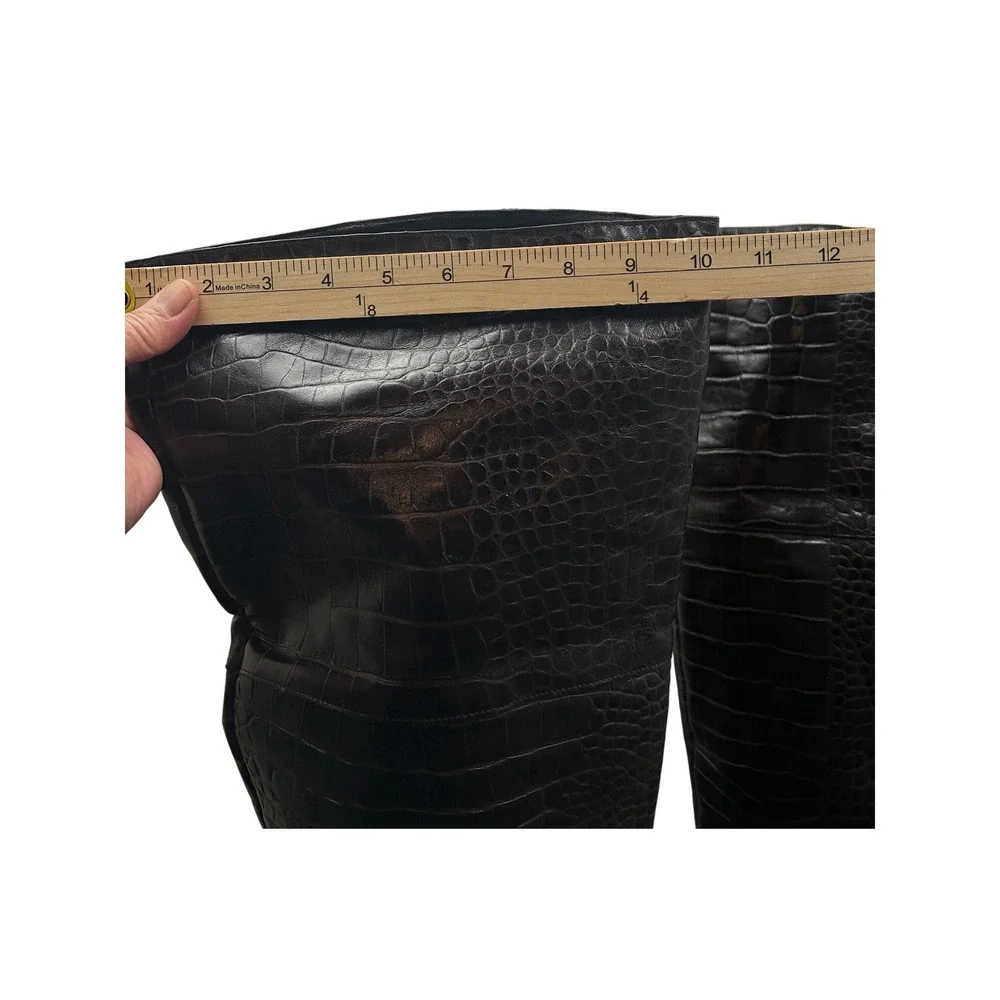 Reformation Croc Embossed Leather Thigh High Boots Wmns 9.5 Brwn Brazil RARE HTF